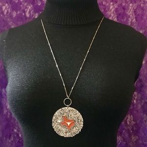 University of Texas 36” Silver Rhinestone Necklace